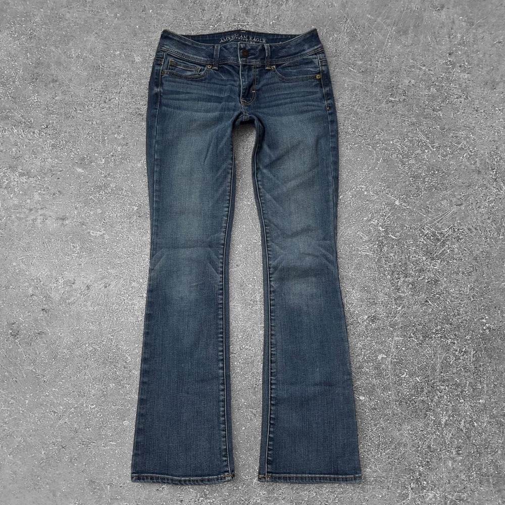 American Eagle Kick Boot Super Stretch Jeans Womens 4 Regular Blue Denim y2k
